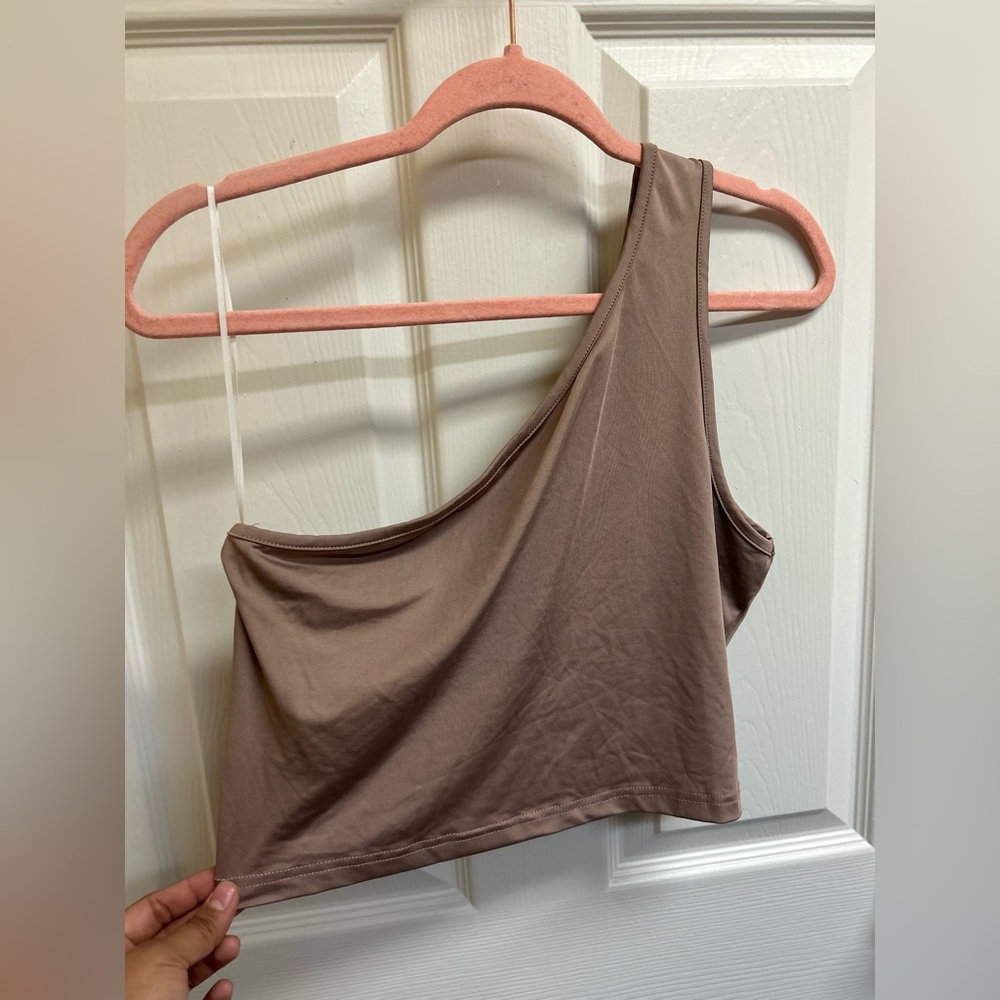 SHEIN Asymmetrical Tan Crop Top